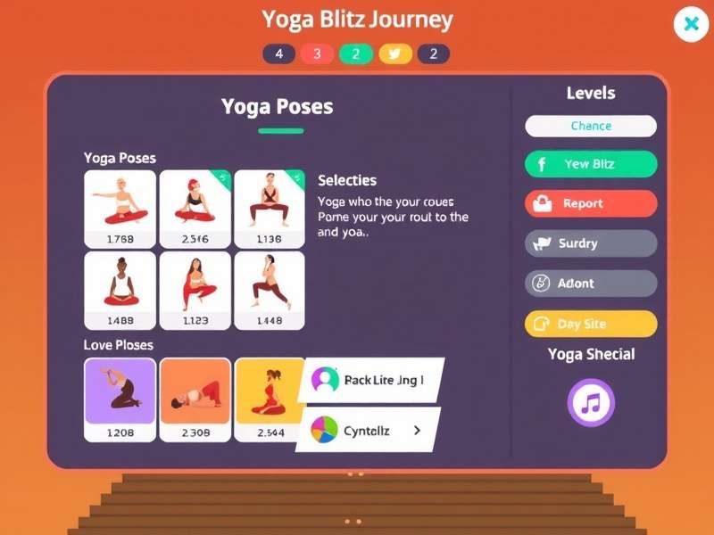 Yoga Blitz Journey gameplay screenshot showing yoga poses and interface